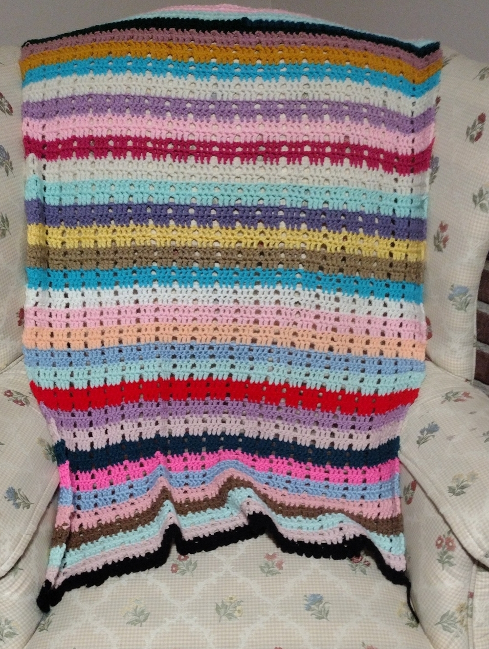 Handcrafted Striped Crochet Lap Afghan